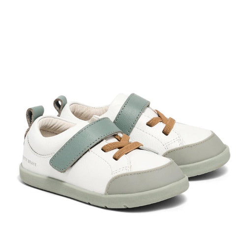 Pretty Brave Boston Leather Trainer First Walker White Sage